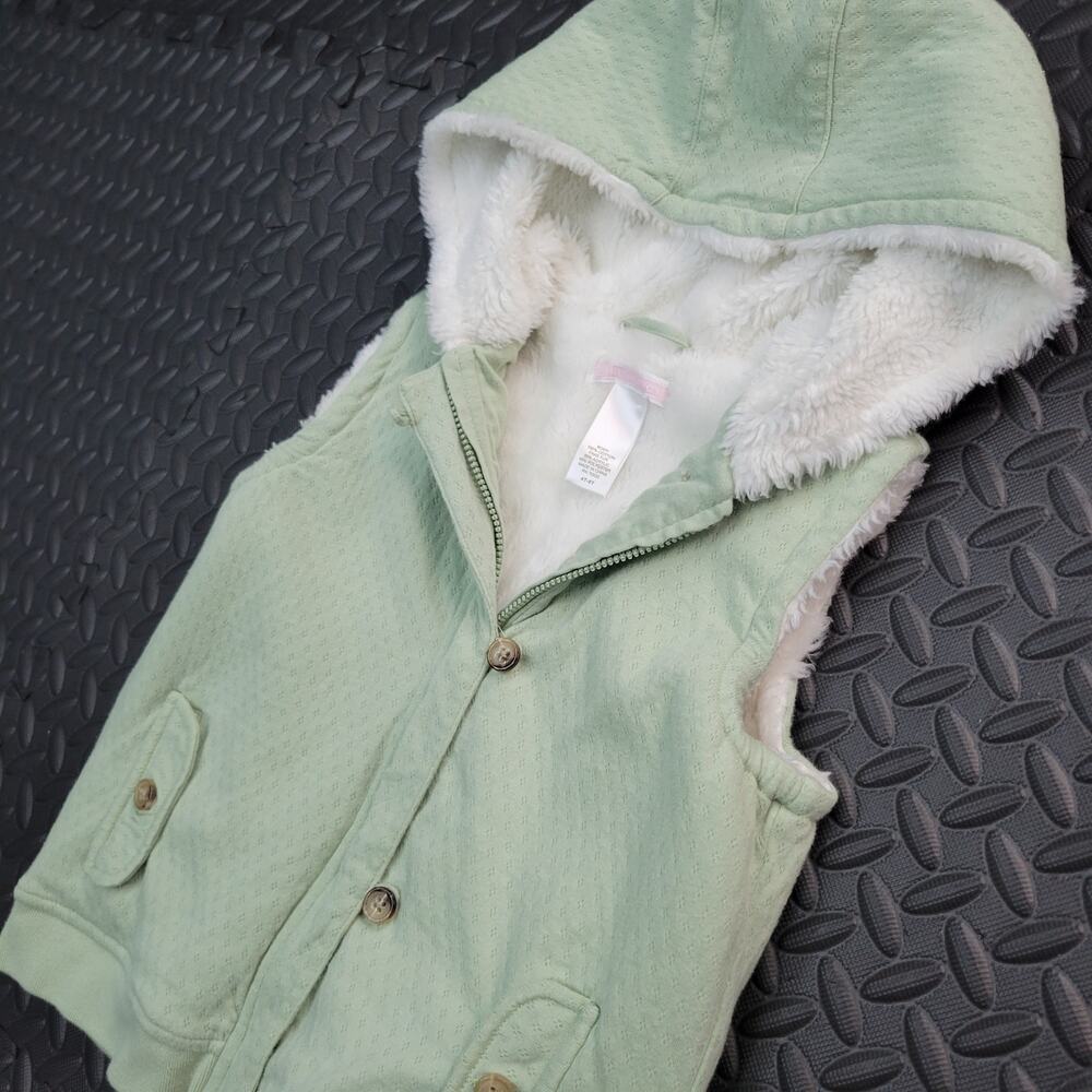 Janie and Jack Mint Green Sherpa Hooded Vest Girls 4T Outdoors Cold Weather